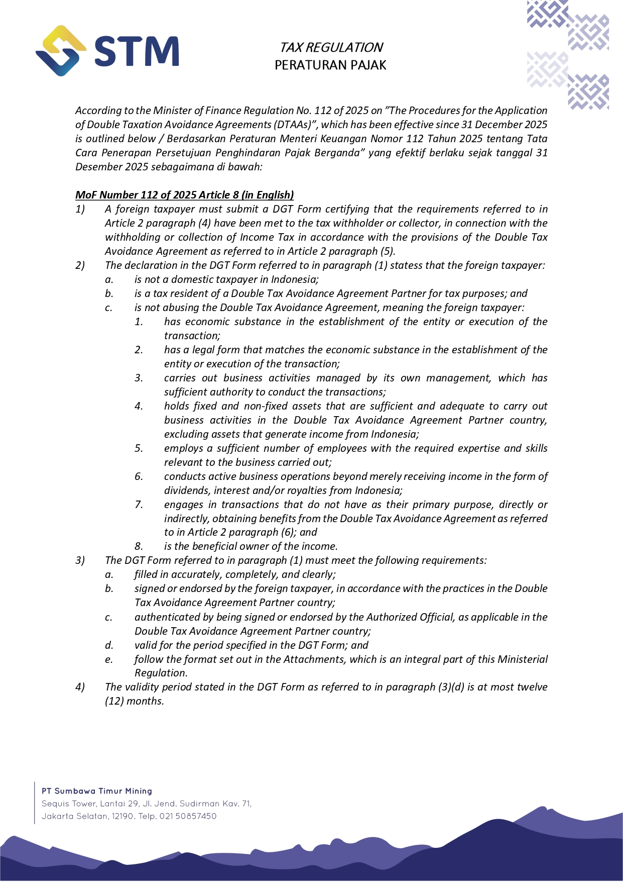 Tax Regulation — International Vendor